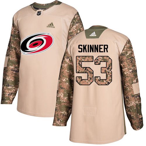 Adidas Hurricanes #53 Jeff Skinner Camo Authentic Veterans Day Stitched Youth NHL Jersey
